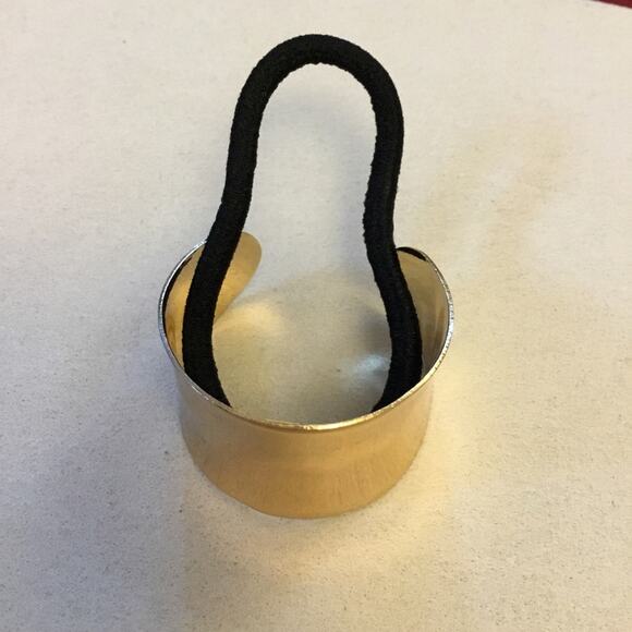 Shopeunoia Boutique Accessories - Gold Bent Open Cuff Metal Plate Accent Elastic Hair Tie